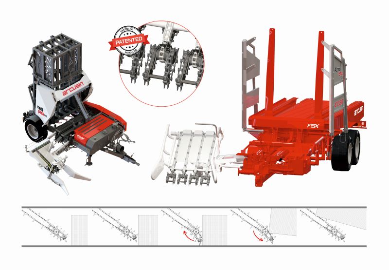 Articulated device for collecting silage bales on ground