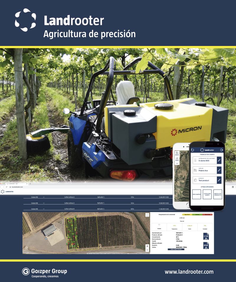 Landrooter software for control of the Micron centrifugal sprayer on woody crops